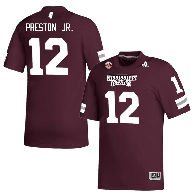 Men #12 Shawn Preston Jr. Mississippi State Bulldogs College Football Jerseys Stitched Sale-Maroon